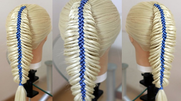 How to braid a braid with ribbon, kanekalon, pencil, loose hair, waterfall, fish tail, around the head. Photo, step-by-step instructions for beginners