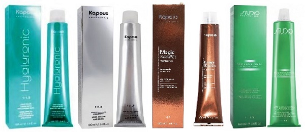 Kapus paints with hyaluronic acid. Color palette, instructions on how to mix, regenerating serum, shampoo, filler, spray