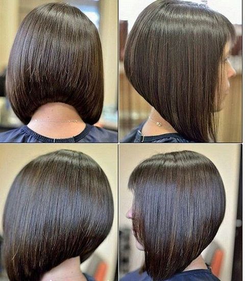 Square for lengthening. Photo with bangs, graded, bob bob: front and back views