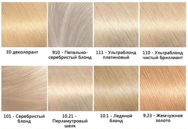 Garnier hair dye. Color palette, photo: Naturals, Senseishen, Shine, Olia, caramel, alder, pearl-ash, dark blond, sandy shore, light blond