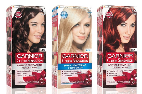 Garnier hair dye. Color palette, photo: Naturals, Senseishen, Shine, Olia, caramel, alder, pearl-ash, dark blond, sandy shore, light blond