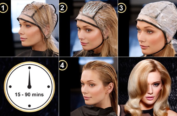 Highlighting on blonde hair with dark strands: reverse, color, Californian. Step by step instructions with photo