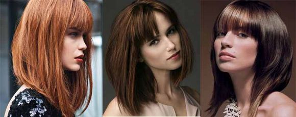 Long bob with bangs on fine hair. Photo, what it looks like for a round, elongated, square, rectangular, oval face