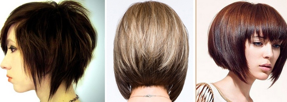 Long bob with bangs on fine hair. Photo, what it looks like for a round, elongated, square, rectangular, oval face