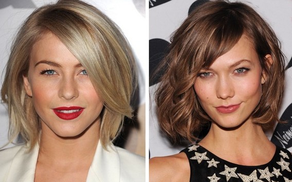 Long bob with bangs on fine hair. Photo, what it looks like for a round, elongated, square, rectangular, oval face