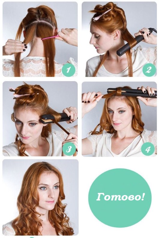 How to wind your hair with a straightening iron with straight ends, foil, corrugation. Styling for short, medium, long hair