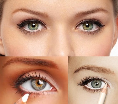 How to enlarge your eyes with makeup: arrows, shadows, eyeliner, pencil, with an overhanging eyelid. Step-by-step instruction