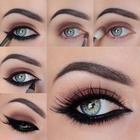 How to enlarge your eyes with makeup: arrows, shadows, eyeliner, pencil, with an overhanging eyelid. Step-by-step instruction