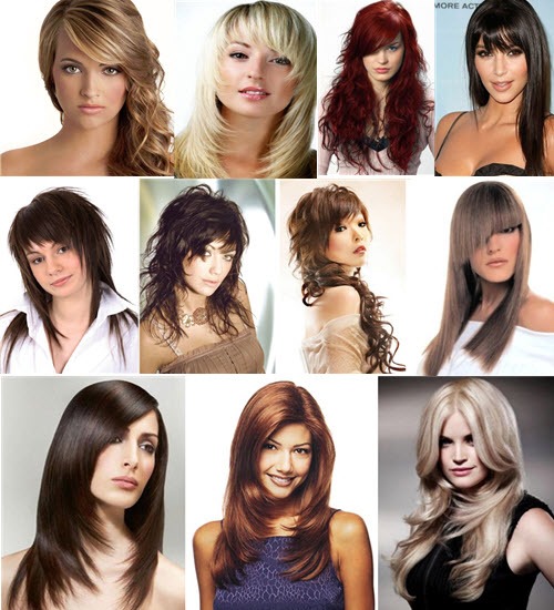 Oblique bangs for long hair, medium, short, square. Haircut for torn, elongated bangs. A photo