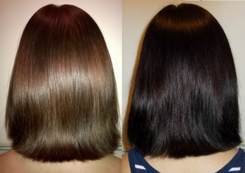 Hair dye Kapus with hyaluronic acid. Palette, photo before and after staining. Instructions for use