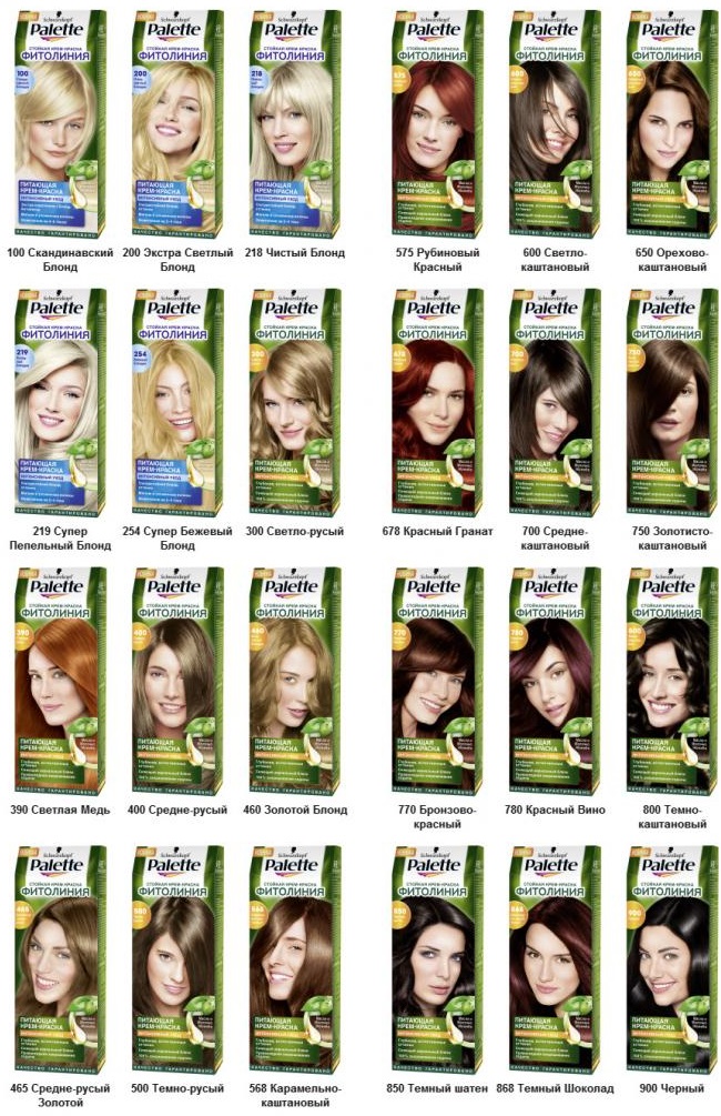 Hair dye Palette. Color palette, hair photo, reviews, price