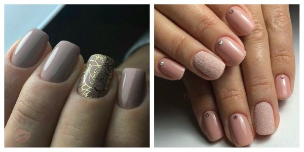 Manicure su unghie molto corte con smalto gel, gommalacca. Nuovo design, foto