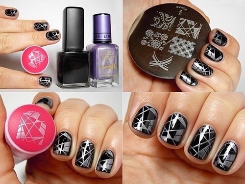 Black and white nails - french design, ombre, gradient, with rhinestones, broths, silver, gold. Novelties of manicure. A photo