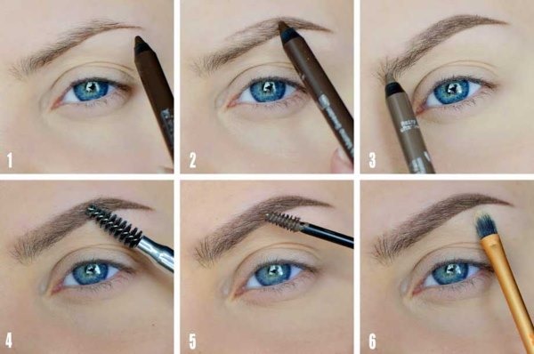 Eyebrow shaping, video tutorials for beginners: henna, paint, pencil, shadows, thread, wax. Photo step by step