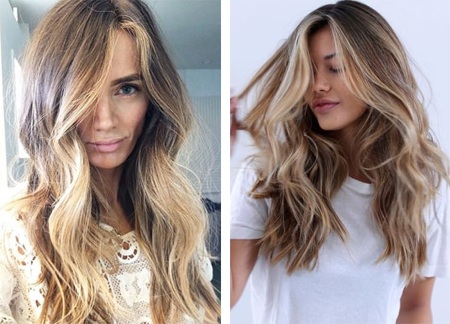 Ombre for light brown hair of medium length, square: colored, ashy. Home dyeing. A photo