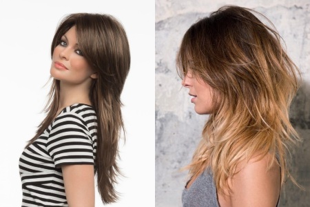 Haircut cascade for long hair with bangs for a round, oval, square face, how to cut. Photo, front and back views