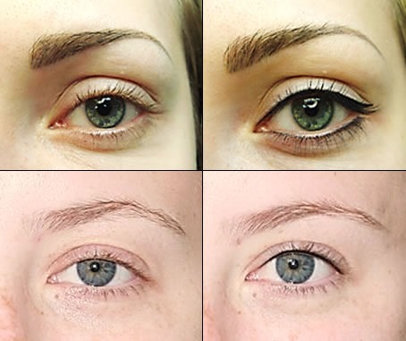 Permanent Make-up mit Schattierung: natürliche Farbe der Augenlider, Augenbrauen, Pfeile, Abstand zwischen den Wimpern, schöne Kontur. Schritt-für-Schritt-Anleitung mit Fotos