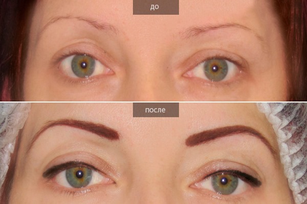 Permanent Make-up mit Schattierung: natürliche Farbe der Augenlider, Augenbrauen, Pfeile, Abstand zwischen den Wimpern, schöne Kontur. Schritt-für-Schritt-Anleitung mit Fotos