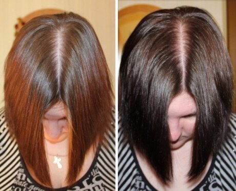 Hair tinting on dark hair after lightening, highlighting. Photo how to do it at home