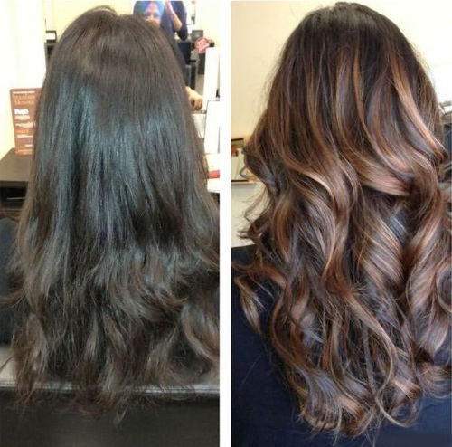 Hair tinting on dark hair after lightening, highlighting. Photo how to do it at home