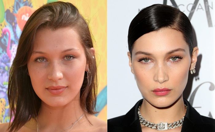 Bella Hadid prima e dopo la chirurgia plastica. Foto in costume da bagno, altezza e peso, parametri di forma, biografia, età