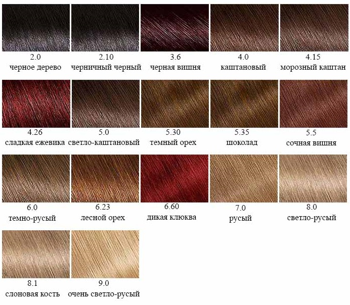 Garnier hair dye. The color palette is Color Naturals, Sensation, Oliya (Olia), Calor and Shine. Features of selection and coloring. A photo