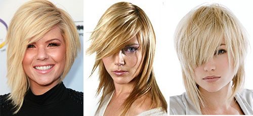 Cascade for hair of medium length, thin, curly, curly. Haircut with short, oblique, straight bangs. Who suits, how it looks, photo