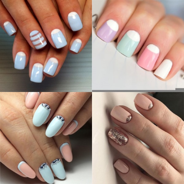 Summer manicure 2020 fashion trends. A photo. Bright, delicate, jacket, marine, with sparkles, rhinestones, rubbing