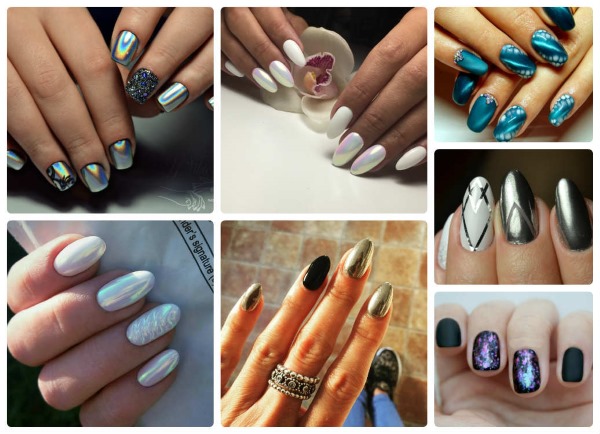 Summer manicure 2020 fashion trends. A photo. Bright, delicate, jacket, marine, with sparkles, rhinestones, rubbing