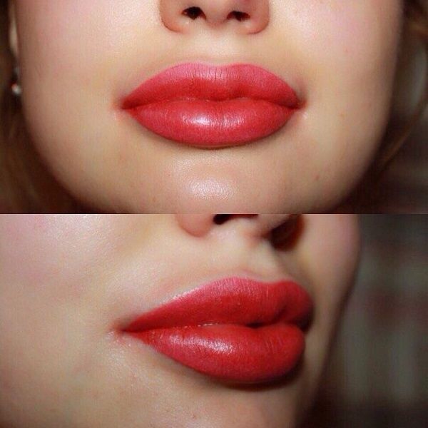 Permanent lip makeup: with shading, enlargement effect, 3d, ombre, in watercolor technique, velvet lips. Before and after photos