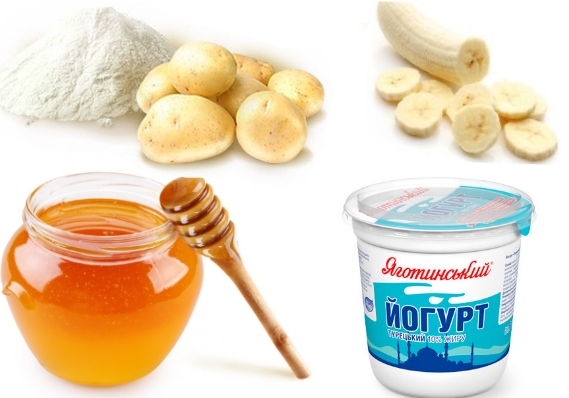 Banana face mask for wrinkles, skin around the eyes. Recipes with starch and botox effect, honey, egg