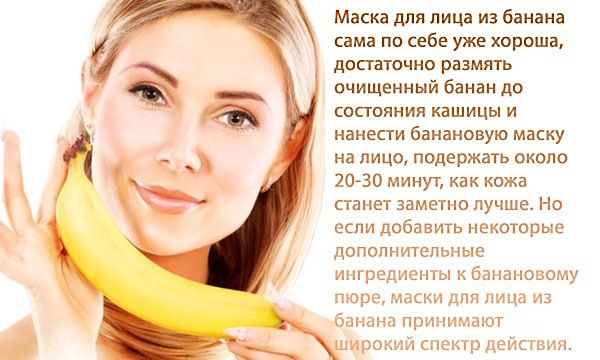 Banana face mask for wrinkles, skin around the eyes. Recipes with starch and botox effect, honey, egg