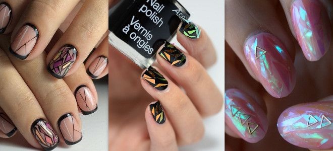 Broken glass on the nails. Photos, features, how to do it. Actual news 2020