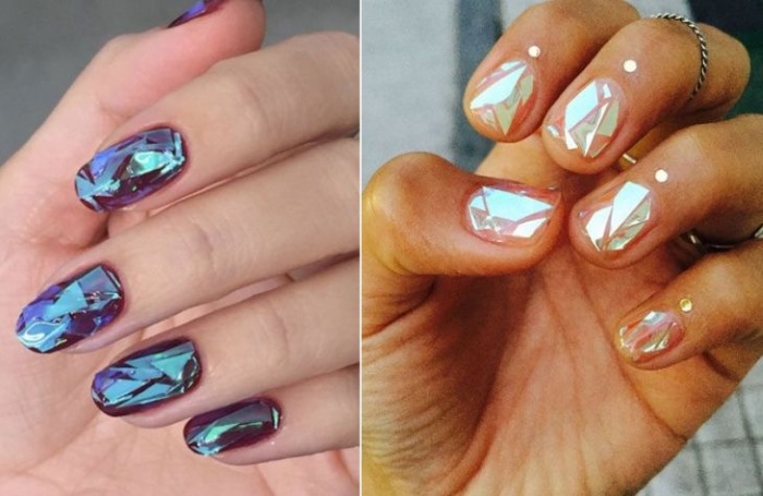 Broken glass on the nails. Photos, features, how to do it. Actual news 2020