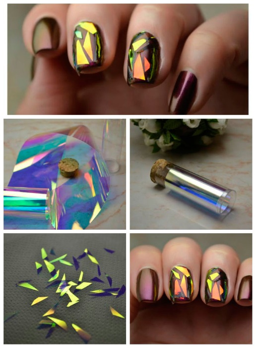 Broken glass on the nails. Photos, features, how to do it. Actual news 2020