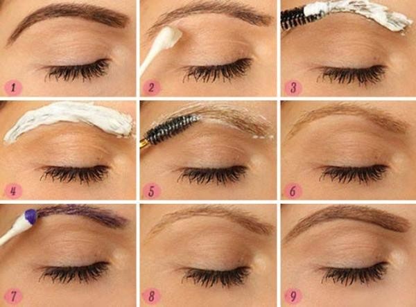 Eyebrow shape by face type. Photos are straight, rounded, ascending, descending, thin, small. Makeup tips and tutorials