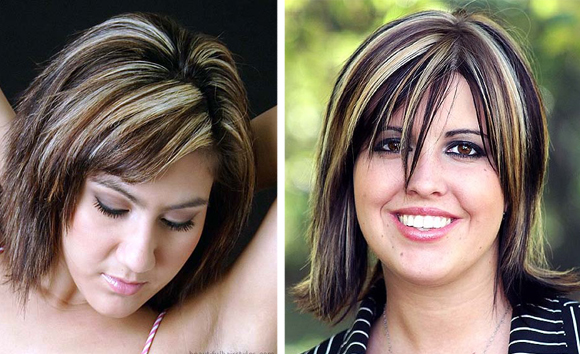 Highlights on black hair. Photo: white, red, color. How to make for short, long, medium length, dyed