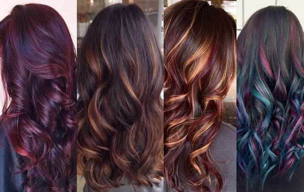 Highlights on black hair. Photo: white, red, color. How to make for short, long, medium length, dyed