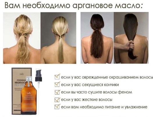 Argan oil for hair. Properties, how to use, professional products: Londa, Kapus, Hair vital, Tahe Keratin Gold