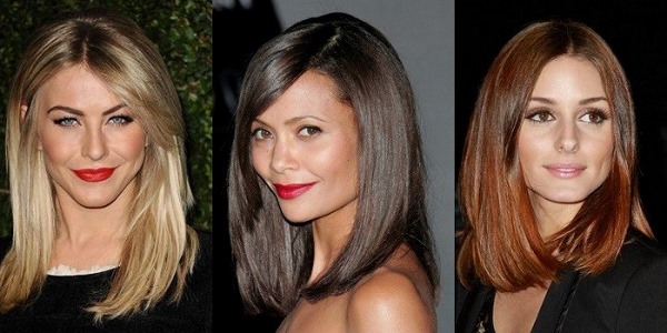 Long bob haircut without bangs. Front and back photos, hairstyle options