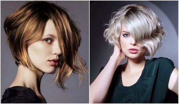 Long bob haircut without bangs. Front and back photos, hairstyle options