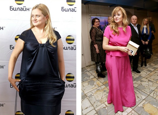 Photos of women before and after losing weight: Gagarina, Chekhov, Kartunkov, Kamenskikh, Afrikantova, Belotserkovskaya and other stars