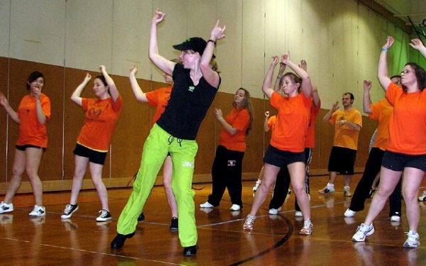 Zumba fitness. Slimming dance lessons, aerobics program: Strong, Aqua, Step. Video