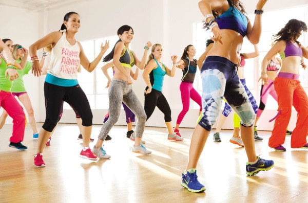 Zumba fitness. Slimming dance lessons, aerobics program: Strong, Aqua, Step. Video