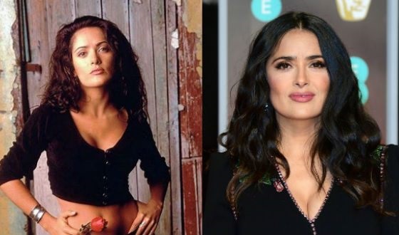 Salma Hayek. Photos in youth, on the beach, in underwear, in everyday life. Plastic surgery