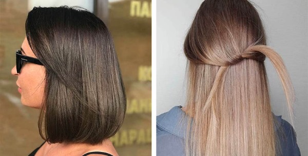 Colorazione complessa per capelli scuri di media lunghezza, corti, lunghi. Foto, tecnici