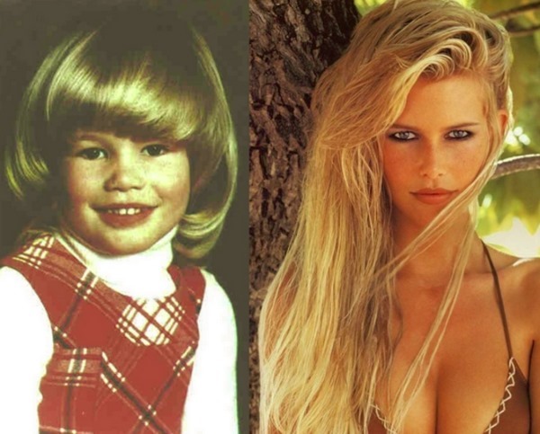 Claudia Schiffer in her youth and now. Photo of what it looks like before and after plastic surgery