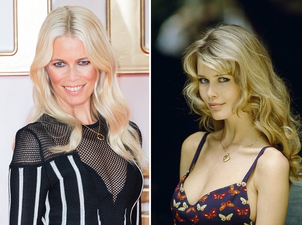 Claudia Schiffer in her youth and now. Photo of what it looks like before and after plastic surgery