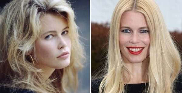 Claudia Schiffer in her youth and now. Photo of what it looks like before and after plastic surgery