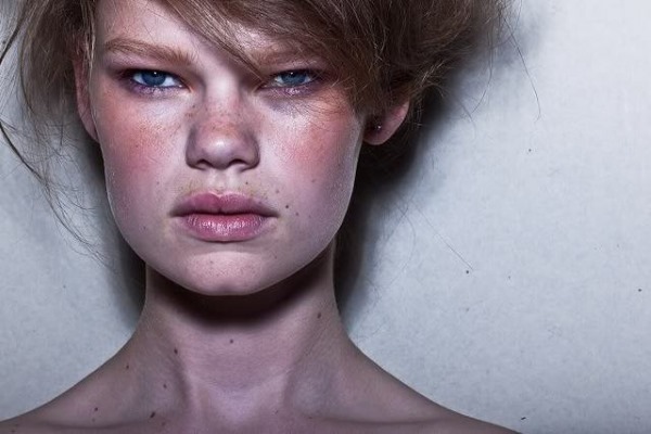 Models with unusual appearance. Photo of a girl, men by nature, skin color